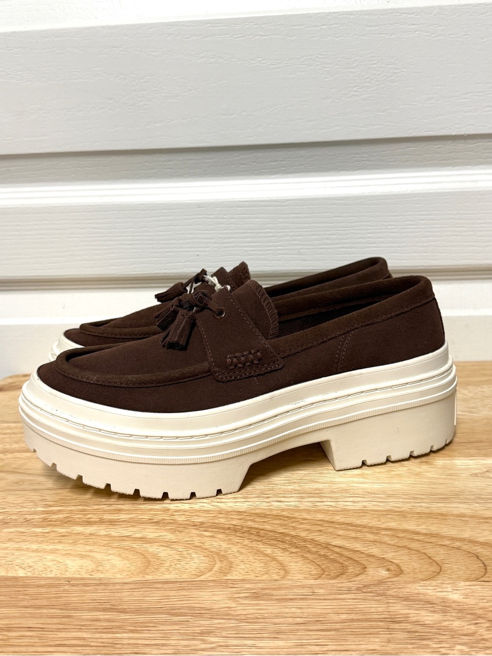 Converse Brown Suede Platform Tassel Loafers - Picture 5 of 7